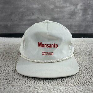 Vintage Monsanto Snapback Trucker Rope Hat OSFA Farming Workwear Cap White